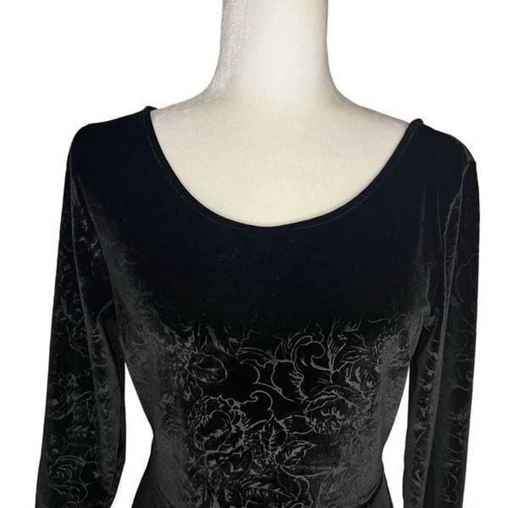 Soma Black Velvet Dress with Burnout Floral Desig… - image 2