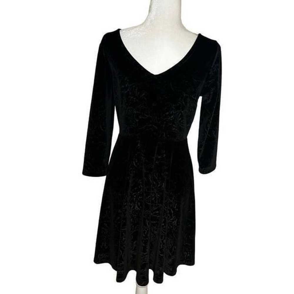 Soma Black Velvet Dress with Burnout Floral Desig… - image 4