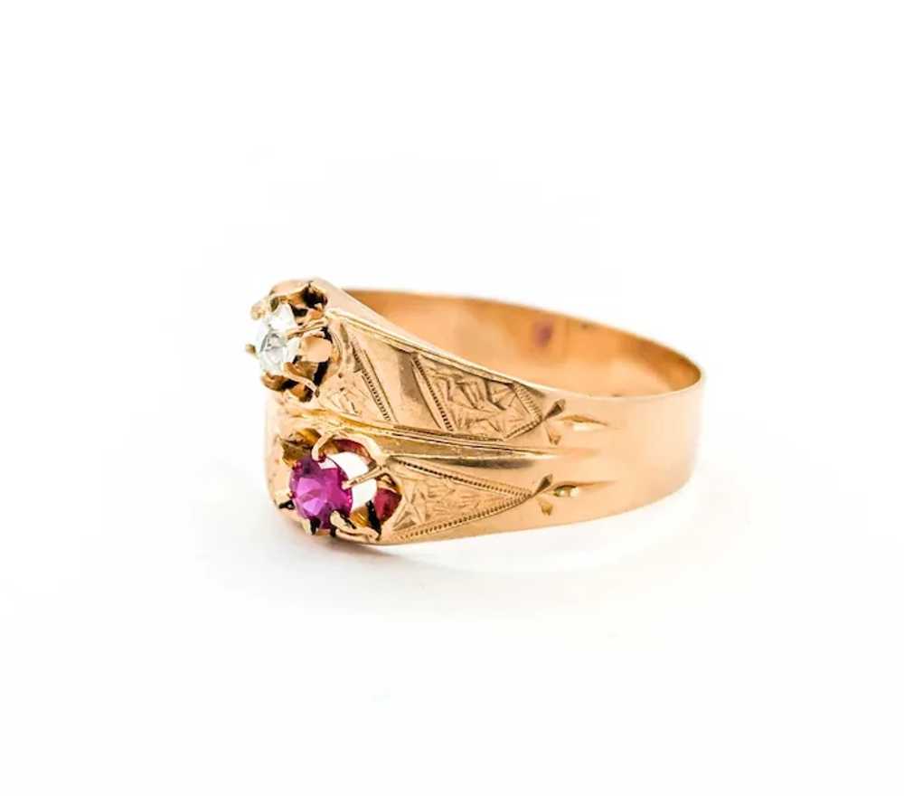 Antique Diamond And Ruby Moi E Toi Ring In Yellow… - image 3