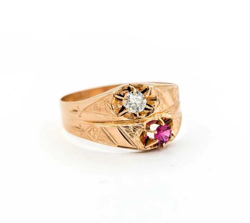 Antique Diamond And Ruby Moi E Toi Ring In Yellow… - image 4