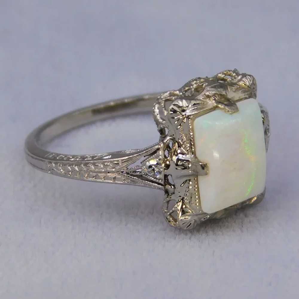 Vintage Art Deco Opal Diamond Platinum 14K White … - image 10