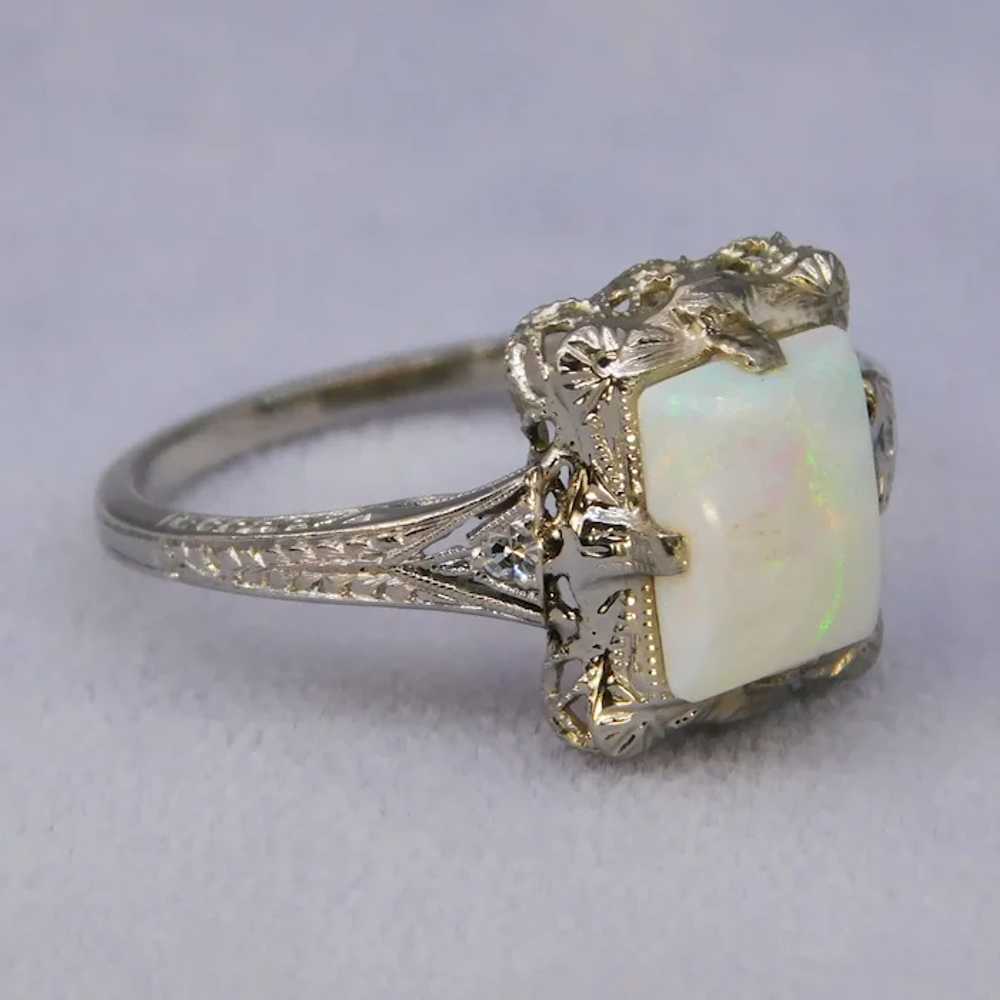 Vintage Art Deco Opal Diamond Platinum 14K White … - image 11