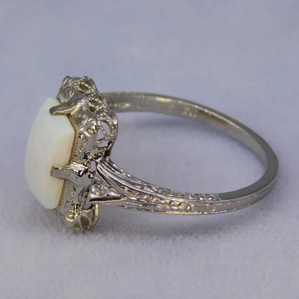 Vintage Art Deco Opal Diamond Platinum 14K White … - image 3