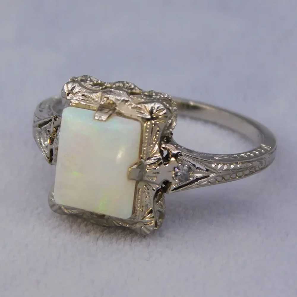 Vintage Art Deco Opal Diamond Platinum 14K White … - image 5