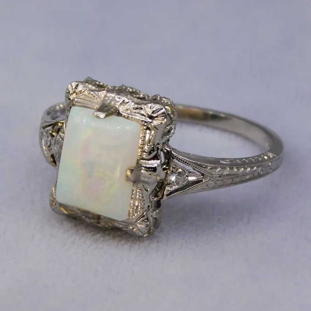 Vintage Art Deco Opal Diamond Platinum 14K White … - image 6