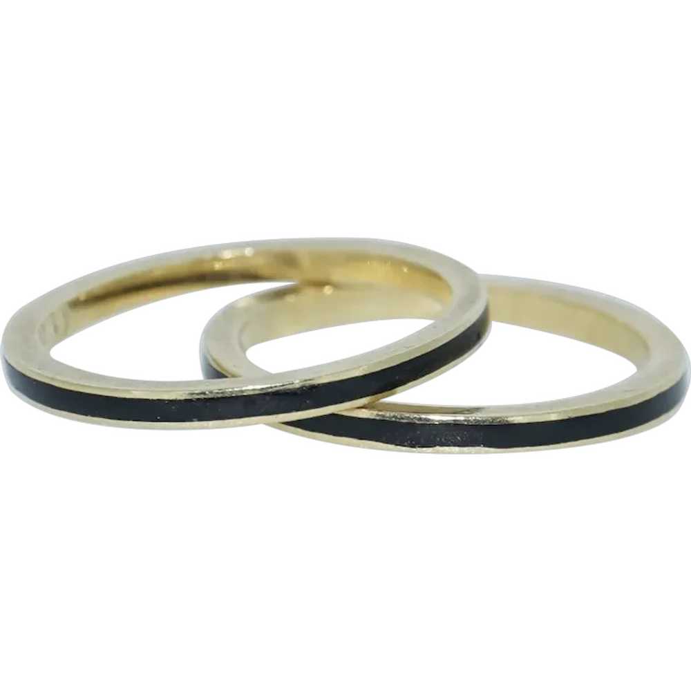 18K Black Enamel Band Ring - image 1