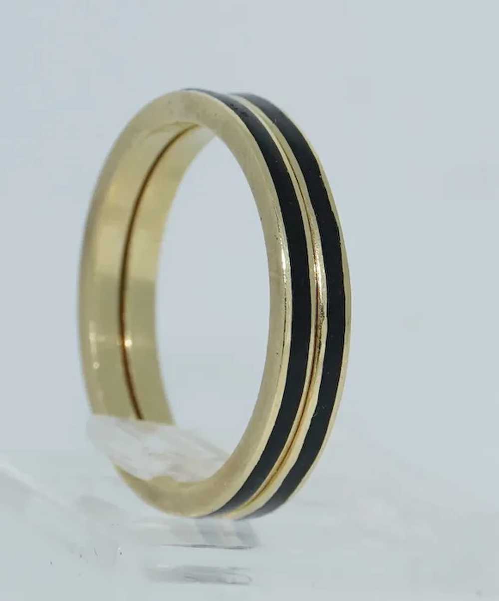 18K Black Enamel Band Ring - image 2