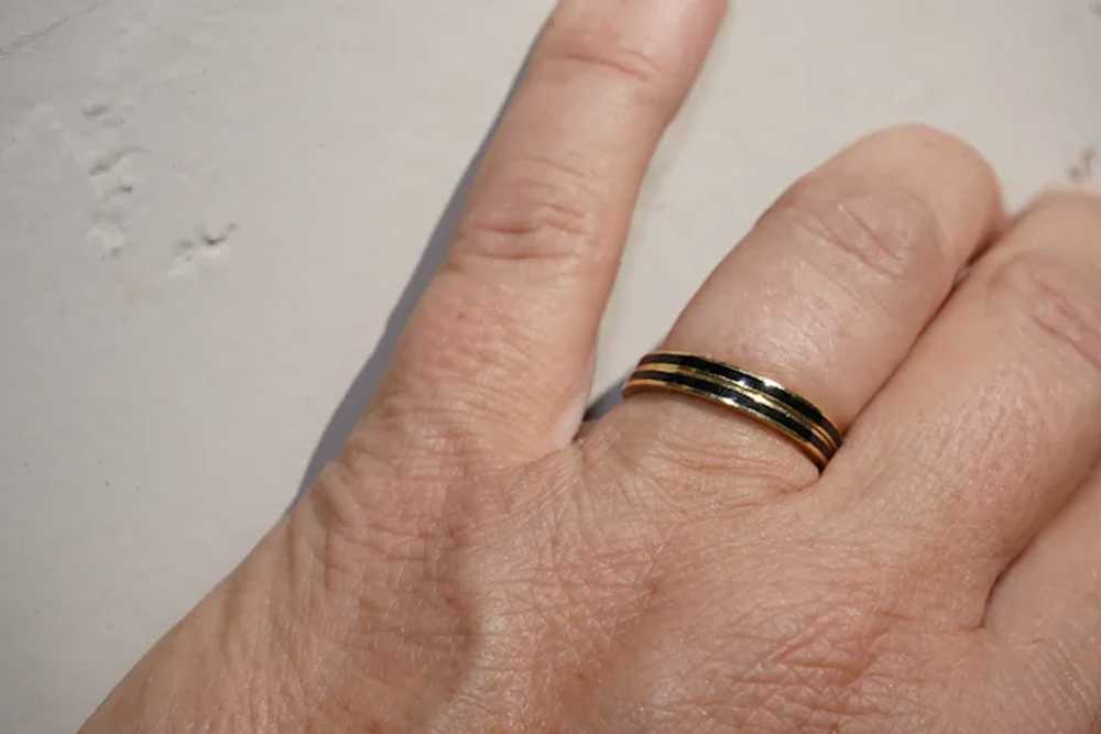 18K Black Enamel Band Ring - image 3