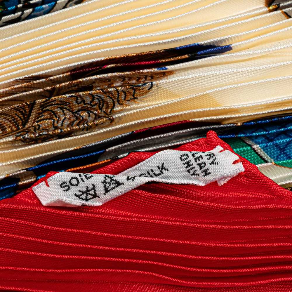 Red Hermès Couvee d Hermes Pleated Silk Scarf Sca… - image 3