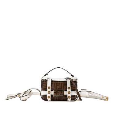 Brown Fendi Mini Zucca Glazed Fabric Cage Baguette