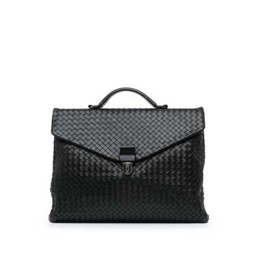 Black Bottega Veneta Intrecciato Business Bag