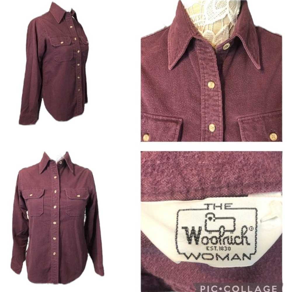 Vintage 70's Woolrich Woman Flannel shirt in plum… - image 1