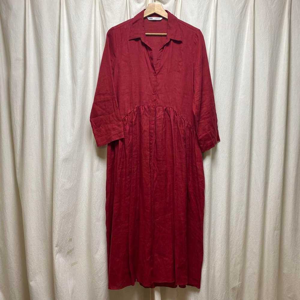 ZARA Red Shirt Dress Size M - image 1