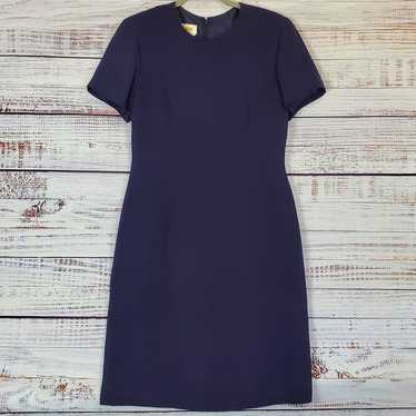 Talbots Pure 100% Silk Navy Blue Shift Dress Size 