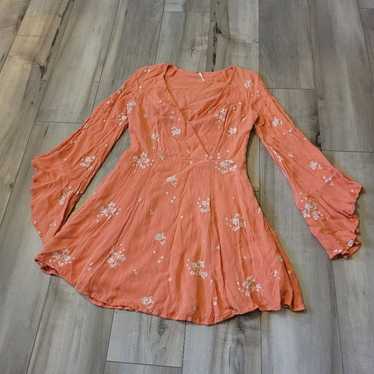 Free People Orange Boho Midi Dress