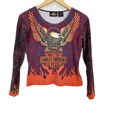 Vintage Harley Davidson Eagle Flame Shirt Y2K Baby