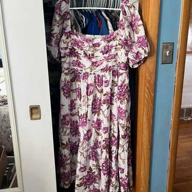 Abercrombie and fitch cream purple floral midi dre