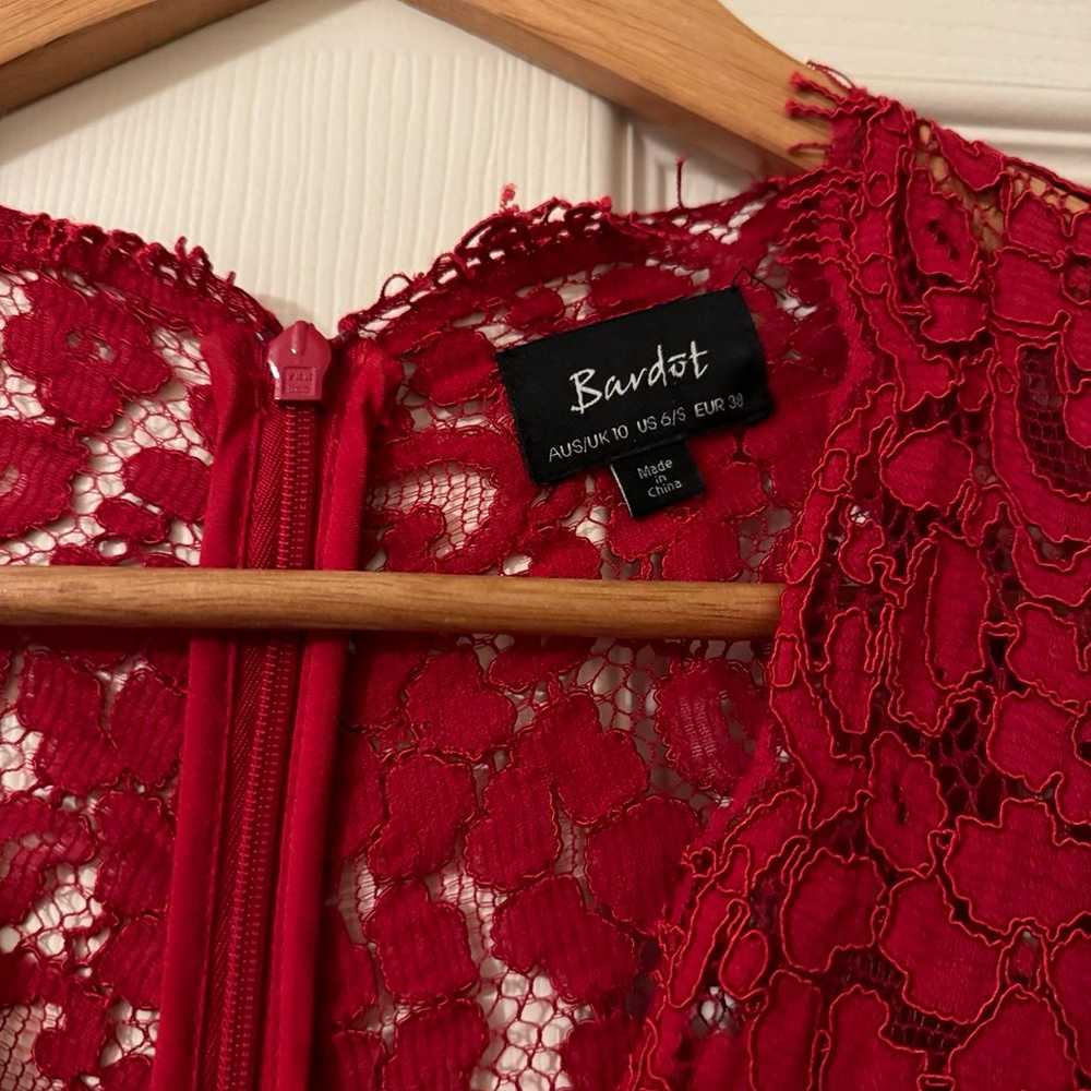 Bardot Midnight Lace Dress in Famous Red Sz Small - image 8