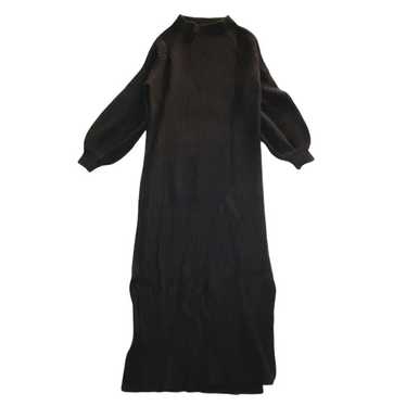 Simple-sleeved knit long one-piece dress, size M, 