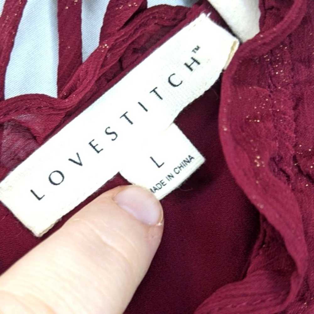 LoveStitch Ruffled Deep V Burgundy Dress, Large - image 3