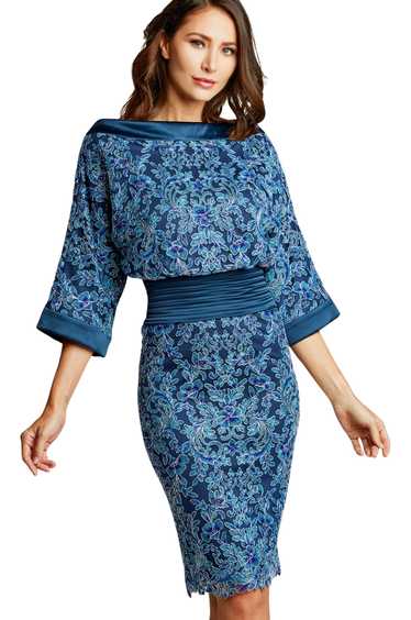 Tadashi Shoji Mott high neck embroidered dress