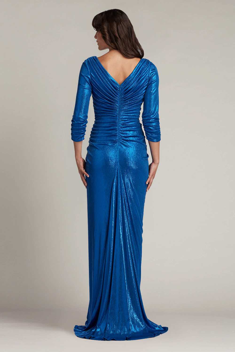 Tadashi Shoji Voll Draped Metallic Jersey Gown - image 2