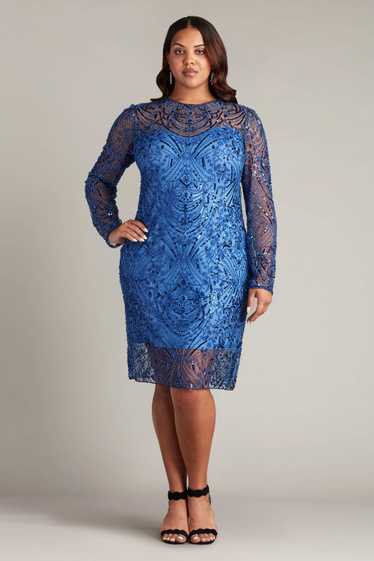 Tadashi Shoji Sosi Long Sleeve Embellished Illusio