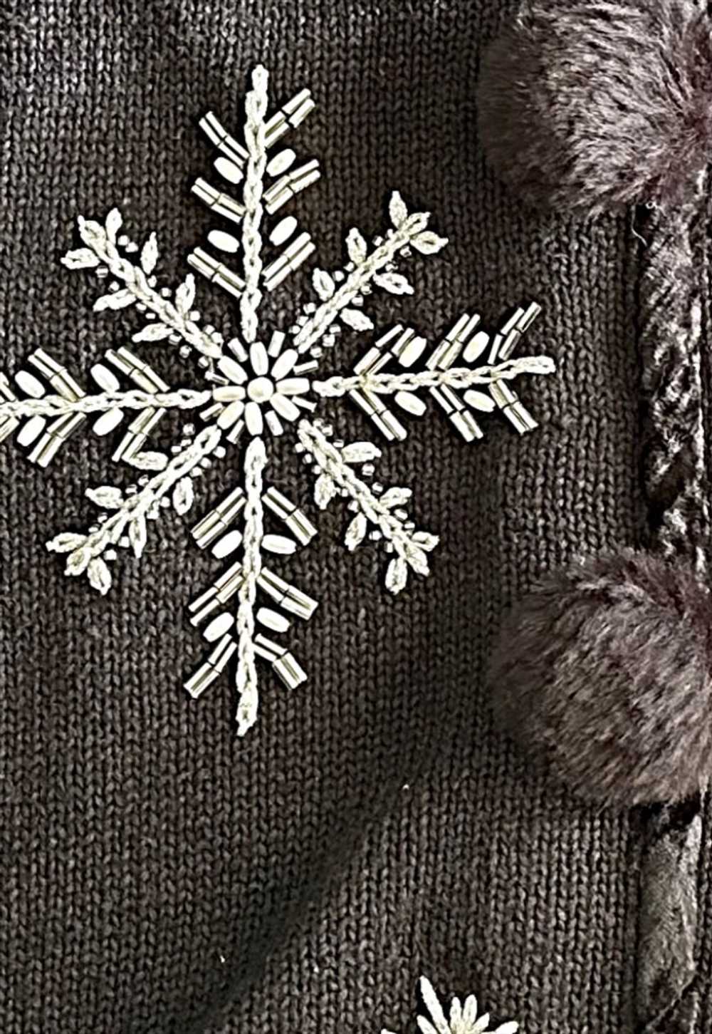 Snowflake Bling Fake Fur Trim Cardigan - image 4