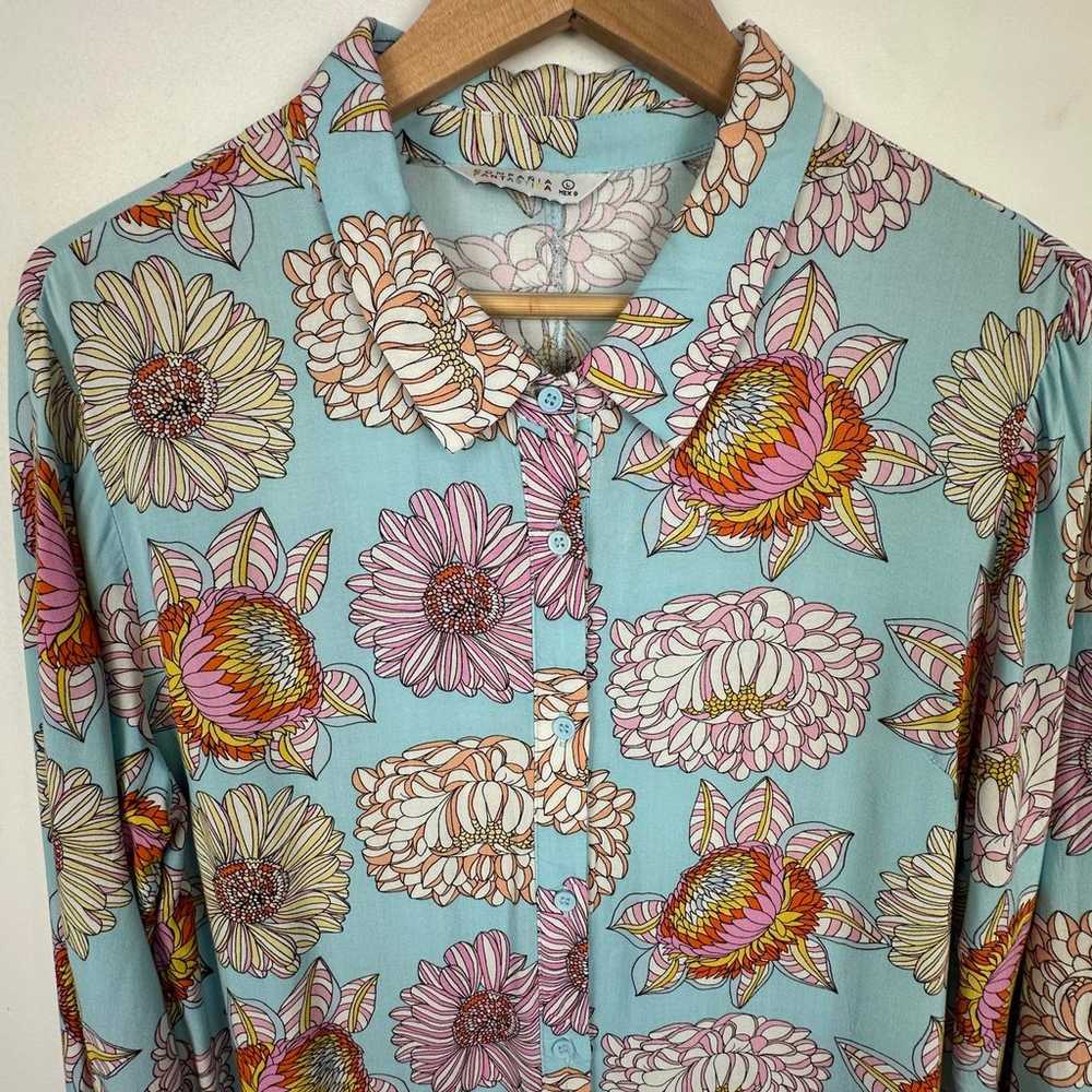 Compania Fantastica Colorful Floral Retro Shirt D… - image 2