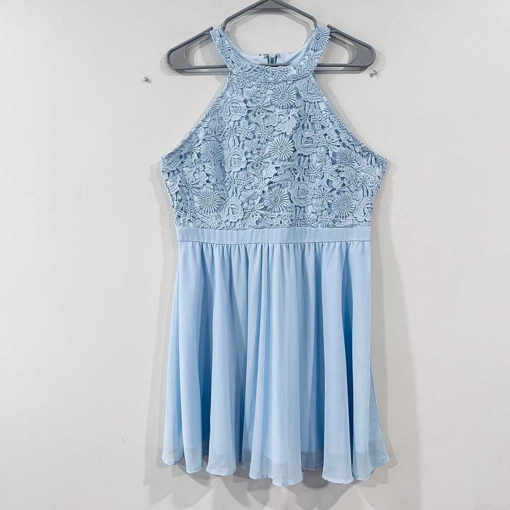 Lulus Lover's Game Baby Blue Lace Chiffon Halter … - image 5