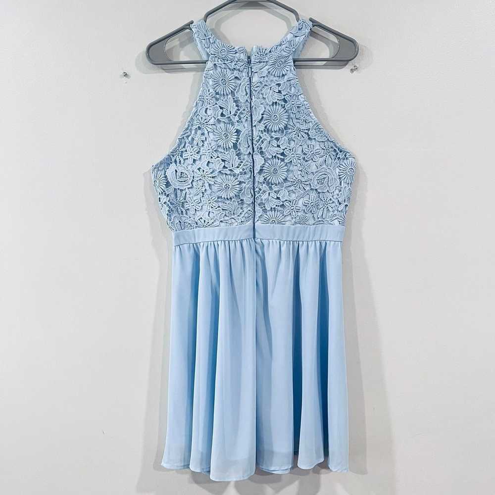 Lulus Lover's Game Baby Blue Lace Chiffon Halter … - image 7