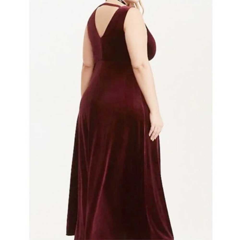 Torrid 2 Merlot Velvet Slit Maxi Dress 2X 18 20 - image 2