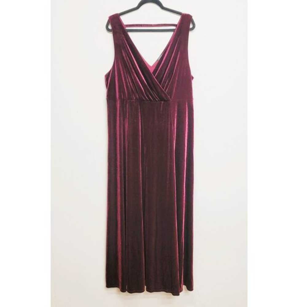 Torrid 2 Merlot Velvet Slit Maxi Dress 2X 18 20 - image 5