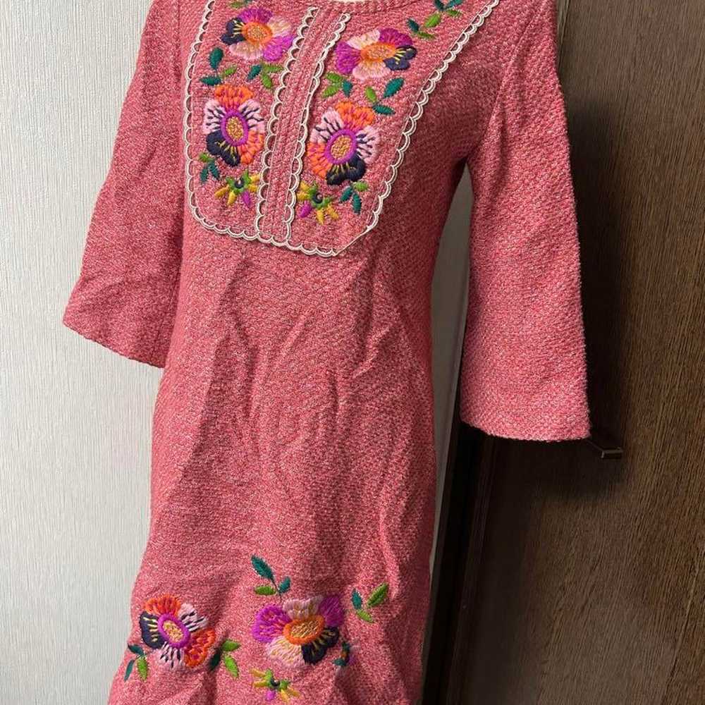 Chesty Tweed Embroidered Dress Pink Size 0 - image 2