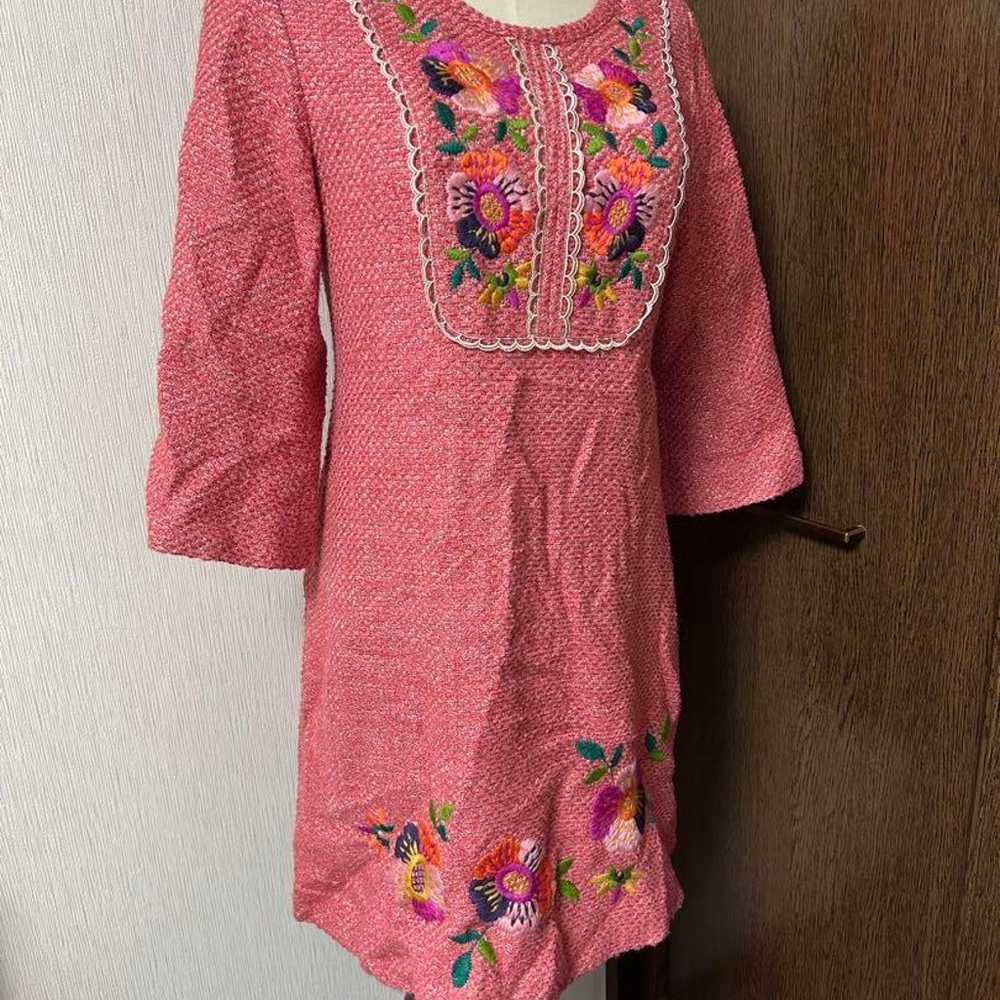 Chesty Tweed Embroidered Dress Pink Size 0 - image 3