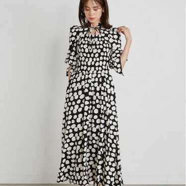 snidel Decollete Open Dot Print Dress