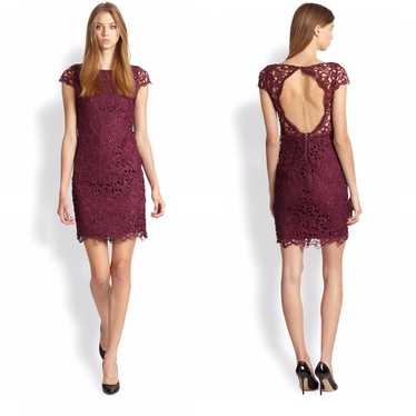 Alice + sold Olivia Clover Metallic Silver Lace Overlay Open Back Dress