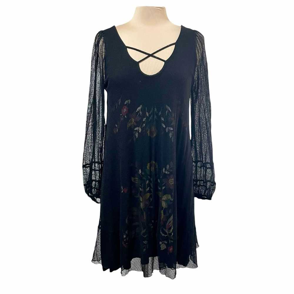 Scrapbook Black Sheer Lace Overlay Dress Crisscro… - image 2