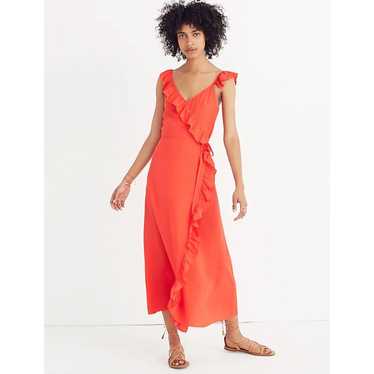 Madewell Ruffled Wrap Maxi Dress in Red Size 6