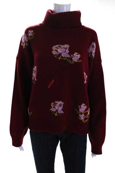 Lela Rose Womens Needlepoint Floral Thick Knit Tur