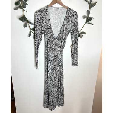 Good American Snake Print Long Sleeve Wrap Dress