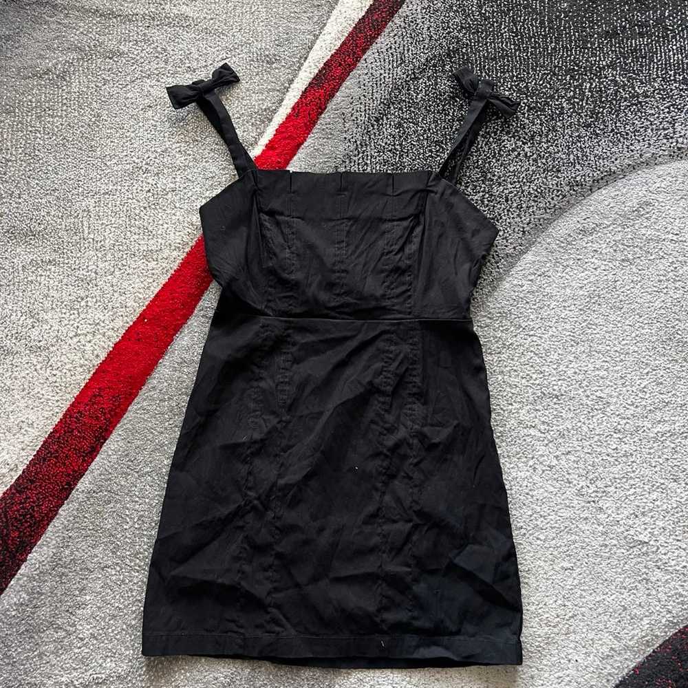 Anthropologie Black Bow Tie Strap Mini Dress - image 2