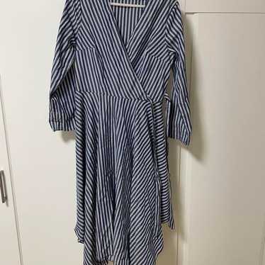 Navy and white striped dress