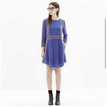 Madewell 100% Silk Blue Print Dress