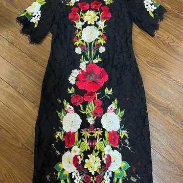 Floral Embroidered Black Dress