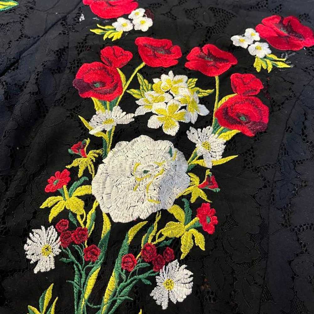 Floral Embroidered Black Dress - image 4