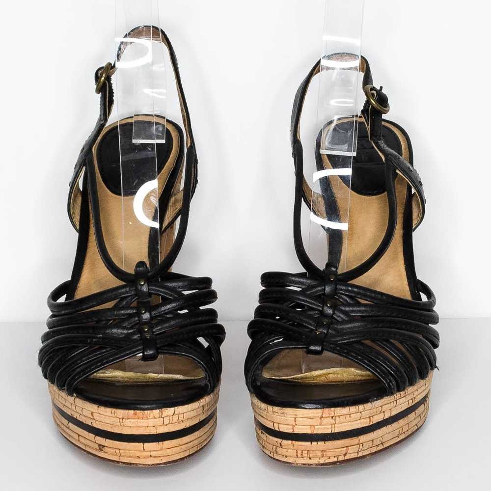 Frye Frye High Heels Strappy Cork READ Black Tan … - image 3