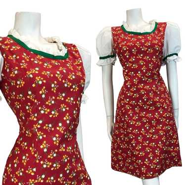 VTG 70S BAVARIAN OKTOBERFEST DIRNDL MINI DRESS RE… - image 1