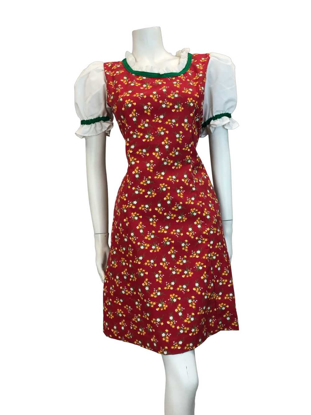 VTG 70S BAVARIAN OKTOBERFEST DIRNDL MINI DRESS RE… - image 2