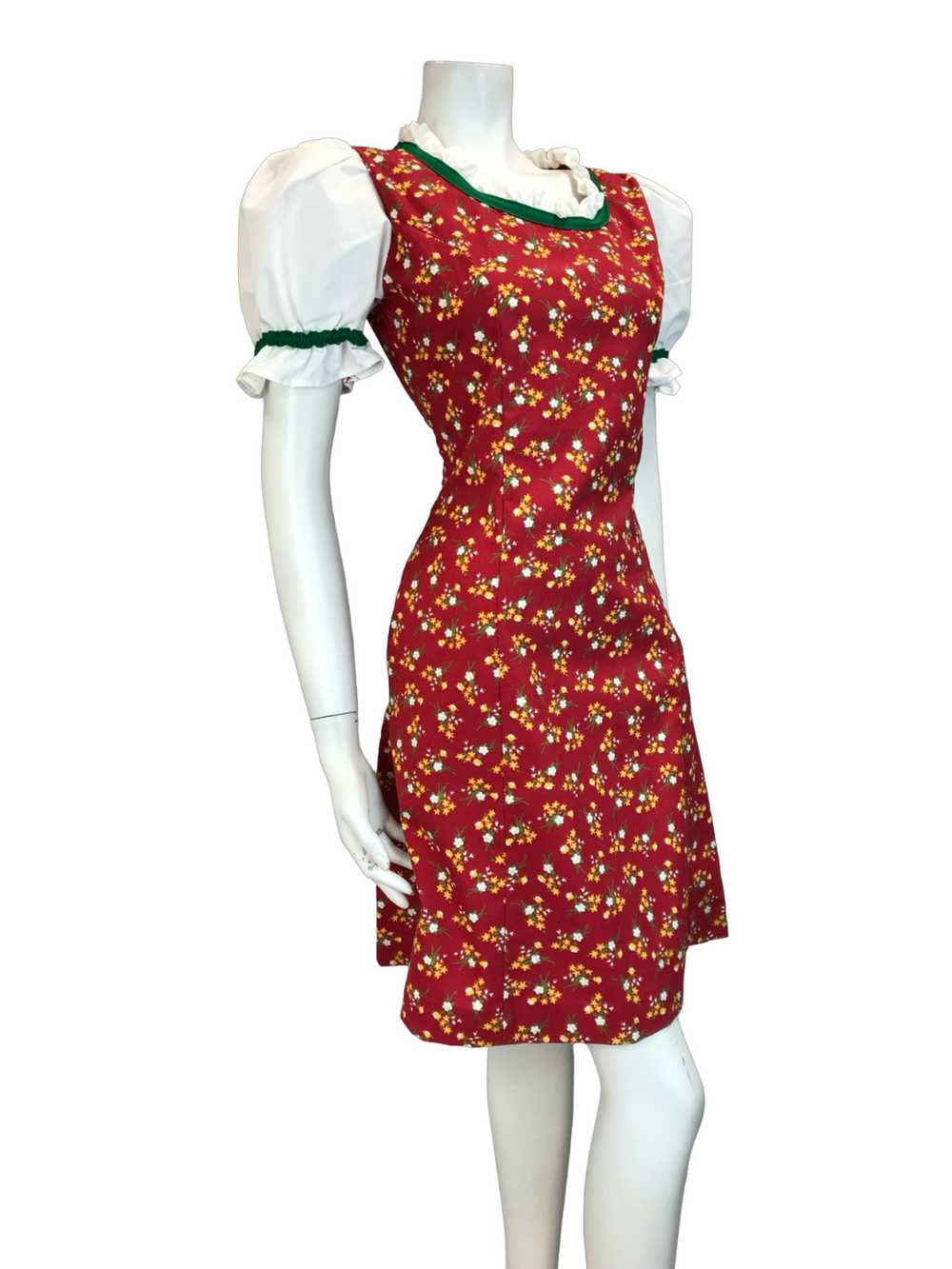 VTG 70S BAVARIAN OKTOBERFEST DIRNDL MINI DRESS RE… - image 4